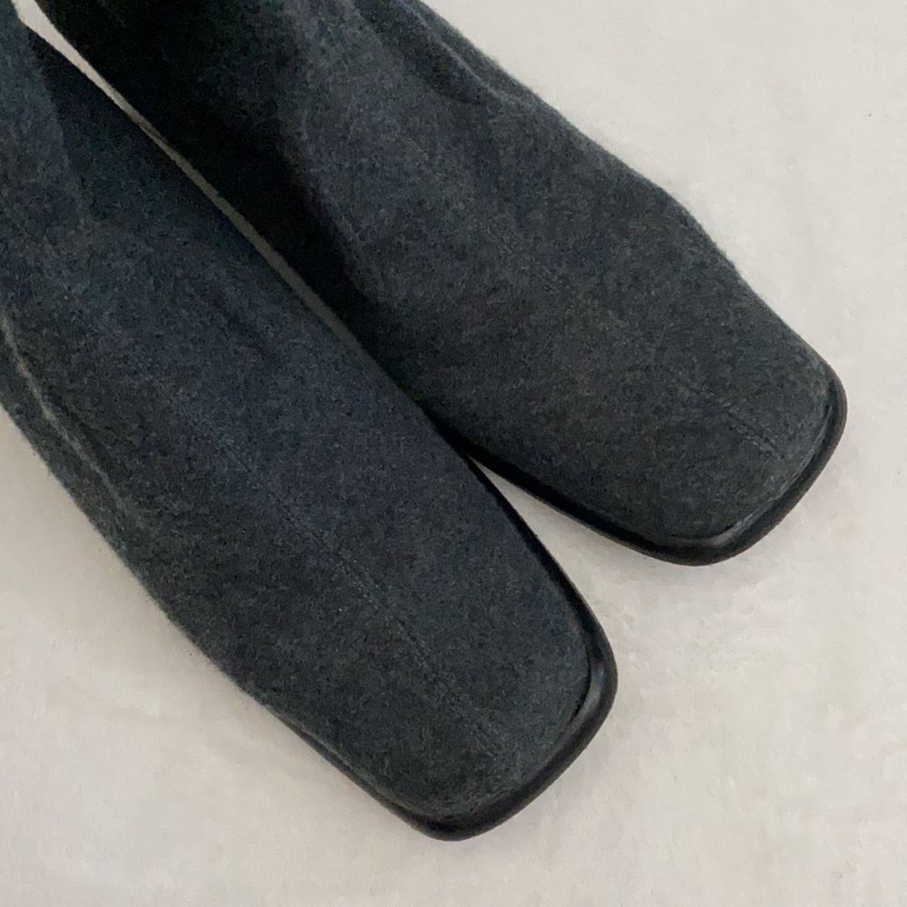 {VTG} Sesto Meucci | Pull On Chunky Heel Square Toe Stretch Sock Boots Gray (8) - Picture 7 of 15